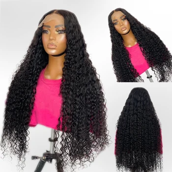 Natural Black Soft 26Inch Long 180%Density Kinky Curly Prepeed Glueless Lace Front Wig for Women With Babyhair Daily Cosplay