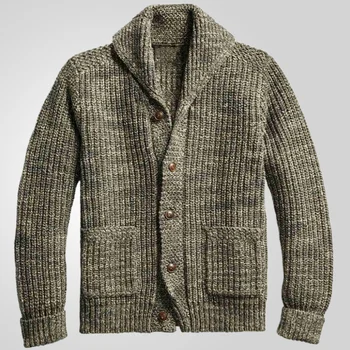 Pakelkite savo žiemos stilių Naujas vyriškas atlapas Megztas megztinis su pleistro kišene Cardigan laisvalaikio ir stilinga striukė vyrams