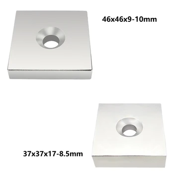 1Vnt N35 Kvadratinis blokas Neodimio magnetas 37x37x17-8.5mm 46x46x9-10mm Stiprūs galingi imanai Retųjų žemių nuolatinis magnetinis NdFeB