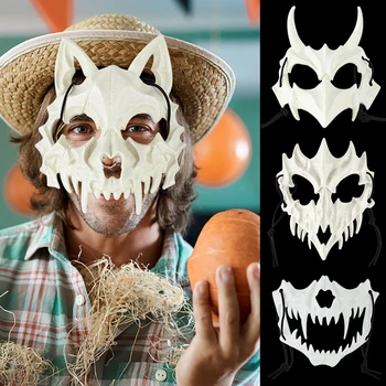 Helovinas Kaulų kaukolės kaukės Karnavalas Pusė veido Viršelio kaukė Cosplay kostiumas Gyvūnų skeletas Teroro kaukė Helovino siaubo vakarėlio rekvizitas