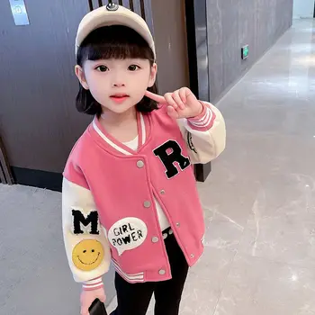 2023 Naujos mados viengubas krūtinė V formos kaklas Beisbolo uniforma Paltai Pavasario rudens striukės Merginos Vaikai Laisvalaikio korėjietiški viršutiniai drabužiai