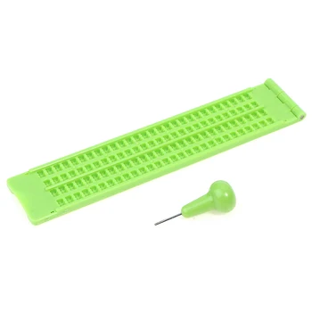 Praktinis aksesuaras su rašikliu Brailio rašto rašymas Šiferio praktika Plastikinė mokykla Žalias įrankis Regėjimo priežiūra nešiojamas