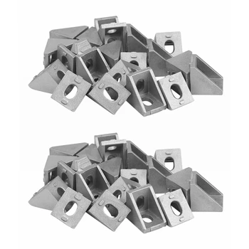 40Pcs 2020 kampinis montavimo kampas aliuminio 20 x 20 L jungties laikiklio tvirtinimo detalės Match Use 2020 pramoninis aliuminio profilis