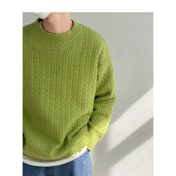 Ruduo ir žiema Vienspalvis megztinis Megztinis vyrams Paprastas ir kasdienis korėjietiškas stilius Slouchy Laisvi megzti marškiniai Jaunimas Populiarus