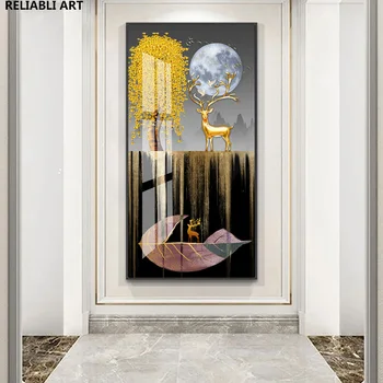 Fulu Auspicious Įėjimo dekoratyvinės tapybos plakatas, drobės atspaudų paveikslėlis, Šiaurės šalių sienų meno svetainės dekoras Cuadros