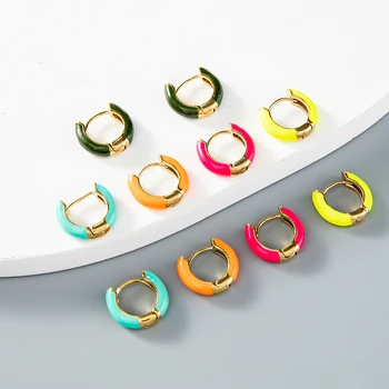 Dripping Oil Coloured Hoop auskarai moterims Personalizuoti Klasikiniai vintažiniai nerūdijančio plieno auskarai Vasaros mados papuošalai Dovanos
