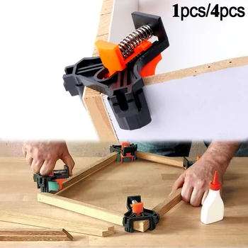 1PCS 4PCS Carpenter 90 ° stačiu kampu spaustukas Laikiklis Rėmelio spaustukas Namų įrankis Woodwork greitas klipas