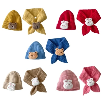 Baby Winter Hat & Neck Scarf for Baby Baby Girls Boys Cartoon Warm Hat Bonnet Cap Neckerchief Set Baby Supply