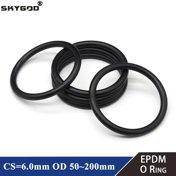 5vnt EPDM O žiedas CS 6mm OD 50 ~ 200mm Atsparumas juodosioms rūgštims ir šarmams Atsparumas vandeniui Atsparumas trinčiai O-žiedai