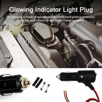 12/24V Uždegimo įtaiso kištuko keitimas su įjungimo / išjungimo jungikliu LED indikatorius grynas varinis didelės galios automobilio maitinimo laido uždegiklio lizdas
