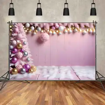MĖNULIS. QG fonas Kalėdų rožinės naujovės Fotografinis fonas Medis Rutulio lenta Medinė lenta Žiemos fotozonas Foto studijos rekvizitai
