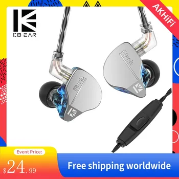 KBEAR Flash Hifi ausinės Dual Drviers Hibridinis ausies monitorius Laidinis 2m kabelio ausinių muzika Sportinės ausinės Nemokamas pristatymas Ausinės