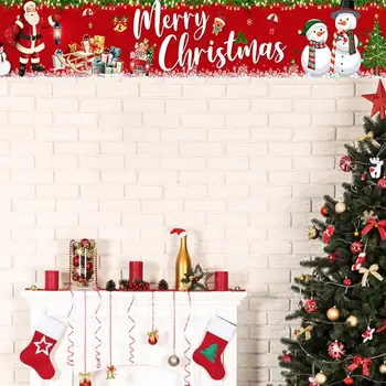 Red Merry Christmas Santa Snowman dovanų dėžutė Tree Print Wall Veranda Sign Xmas Hanging декор для комнаты