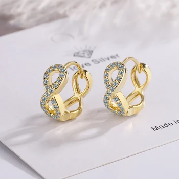 Mielas Moissanite Twisted Infinity Hoop auskaras Real 925 svarų sterlingų sidabro aukso kibirkščiuojantis vestuvinis auskaras moterims Papuošalų dovana