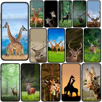Elnių medžioklės Buck žirafos silikoninio telefono korpusas, skirtas Xiaomi Mi 12 11T 10T 9 CC9E A2 F1 Redmi K20 K30 K40 Pro K30i dangtelio dėklas