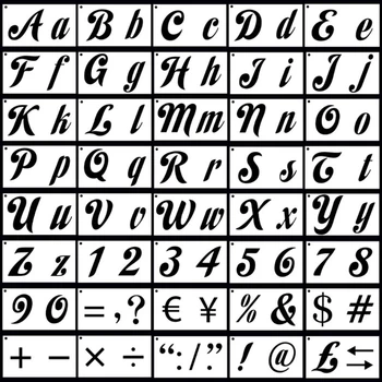 40 vnt Angliškų raidžių trafaretų rinkinys Piešimo šablonas Liniuotė 