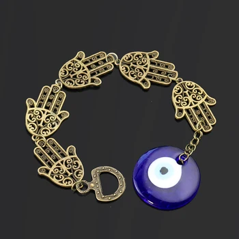 turkų mėlyna akis Hamsa Fatima rankinis pakabukas raktų pakabukas Bloga akis Laimingas žavesys Siena Pakabinamas ornamentas Palaiminimo apsauga Namų dekoras