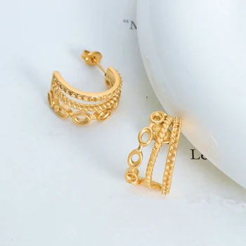 Nauja mados geometrija C formos auskarai moterims Paauksuoti nerūdijančio plieno lankų auskarai Madingos papuošalų dovanos