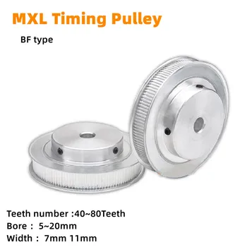 1Pcs MXL Timing Skėmulio 40 ~ 80Teeth skylė 5 ~ 20mm BF tipo aliuminio sinchroninio skriemulio rato plotis 7mm 11mm