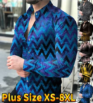 2023 Stovinti apykaklė Vyriški 3D spausdinti marškiniai ilgomis rankovėmis Vyriški laisvalaikio marškiniai Pavasario ir rudens gražūs vyriški marškiniai Sagos marškiniai