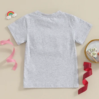 Mažyliai Berniukai Mergaitės Gimtadienio marškinėliai Neryškūs laiškų siuvinėjimai Trumpomis rankovėmis Apvalus kaklas Laisvos pagrindinės viršūnės 1-6 metai