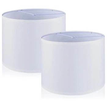 2 PCS lempos atspalviai, būgninės lempos gaubtas baltas pakaitinio audinio lempos atspalvis stalinės lempos grindų lempoms