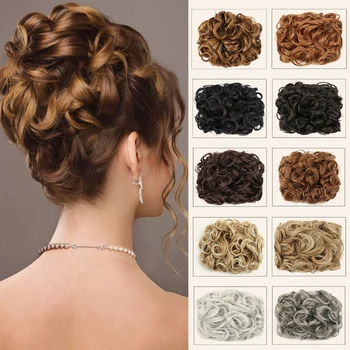 Messy Bun With Combs Scrunchie Chignon Hairpiece Curly Dish Hair Bun Extension Combs in Messy Bun Hair Piece for Women Girls