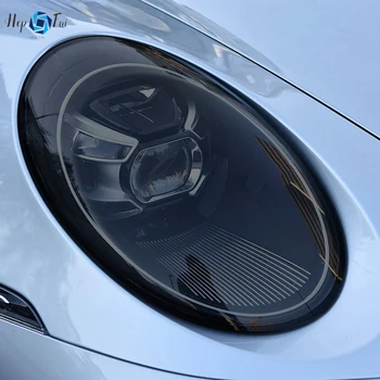 2 dalių Automobilio priekinių žibintų apsauginė plėvelė Rūkyta juodo atspalvio plėvelė Vinilo skaidri TPU lipdukas Porsche 911 992 2019 2020 2021