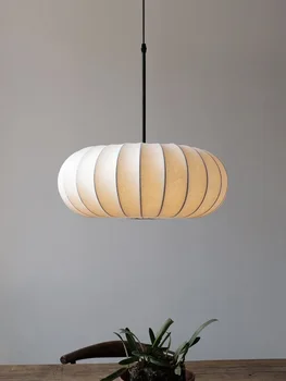 prancūziško šilko moliūgo pakabuko lempa Japoniško stiliaus tylus vėjas Restoranas Svetainė Studija Retro miegamasis Naktinė pakabinama lempa