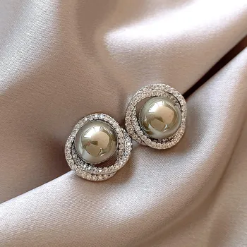 Lengvos prabangos išskirtinės unikalios cirkonio spiralės imitacijos perlų smeigės auskarai moterims Mados krištolo papuošalų vakarėlių dovanos