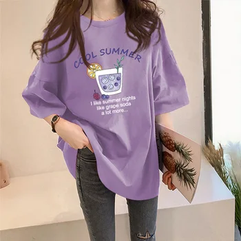 Vasariniai moteriški marškinėliai Kawaii Harajuku Tops Trišakiai Didelio dydžio mados saldainių spalva Moteriški oversized marškinėliai Korėjietiško stiliaus gatvės drabužiai