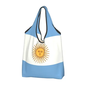 Cute Print Flag Of Argentina Shopping Tote Bag Portable Shoulder Shopper Rankinė