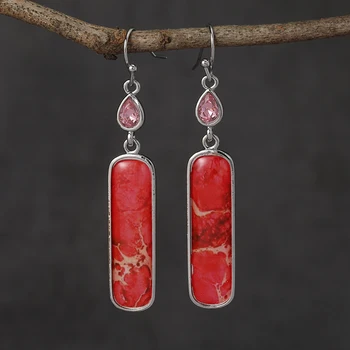 Elegantiški ilgi ašarų lašo raudono akmens auskarai Išskirtiniai papuošalai Vestuvių sužadėtuvių auskarai Moterų jubiliejaus dovana