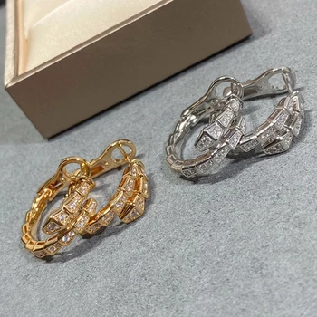 Cirkonas inkrustuotas 925 sidabriniai gyvatės kaulo auskarai | Aukščiausios klasės moterų mados papuošalai | Prabangaus prekės ženklo vakarėlio dovana