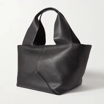Prabangi rankinė Naujo stiliaus, universalus, paprastas, minkštas, didelės talpos, krepšys, nišinis dizainas, tekstūra, priemiestinis retro kaušo krepšys