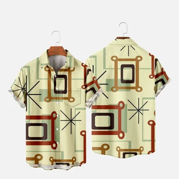 Vyriški havajietiški marškinėliai Y2K Hombre Fashion Shirt Retro Art 3D Print Cozy Casual Short Sleeve Sleeve Sleeve Clothes 2