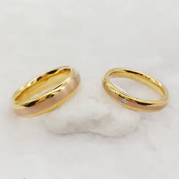 Vestuviniai žiedai Rožinis auksas 18k Lėkštas Titano papuošalai Aukštos kokybės naujausias dizaineris Kupolas Sužadėtuvių meilužio porų žiedas