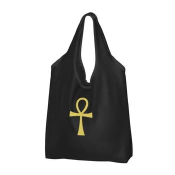 Perdirbimas Senovės Egipto simbolis Ankh raktas Gyvų pirkinių moterų krepšys Tote krepšys nešiojami bakalėjos prekių pirkėjų krepšiai