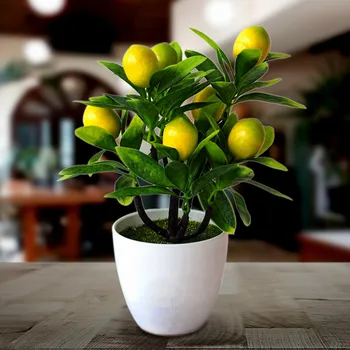 Dirbtinis citrinmedis Netikros vazoninės gėlės Netikras netikras augalas Lauko balkonas Kiemas Sodas Namų stalas Bonsai Puodo dekoras