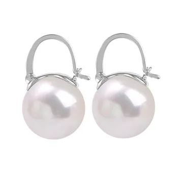 Madingi paprasti balti perlų auskarai Asmenybė Dideli perlų auskarai Temperamentas Aukščiausios klasės papuošalai