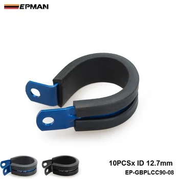 10PCS x ID 12.7mm (spalva: mėlyna, juoda) Aliuminio guma padengtas amortizuotas P spaustukas EP-GBPLCC90-08