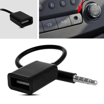 3.5mm vyriškas AUX garso kištuko lizdas į USB 2.0 Moteriškas keitiklio kabelio laidas Fr Car MP3