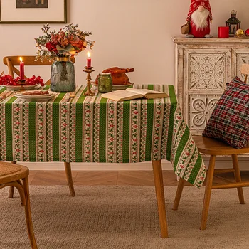 Kalėdų dovana Spausdinta staltiesė Naujųjų metų Kalėdų dekoravimas Medvilninis linas Valgomojo stalo audinys Fotografavimo fono audiniai