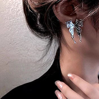 Moteriški auskarai Korėjietiški auskarai moterims Vintažinis trimatis drugelio auskaras 2021 m. Tendencija Šaunūs gotikiniai papuošalai
