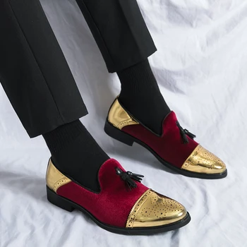 Loafers for Men lauke Užsegami blizgūs juodi odiniai batai Įsispiriama į biurą Karjera Batai Vyrų klubo vakarėlio batai Nemokamas pristatymas