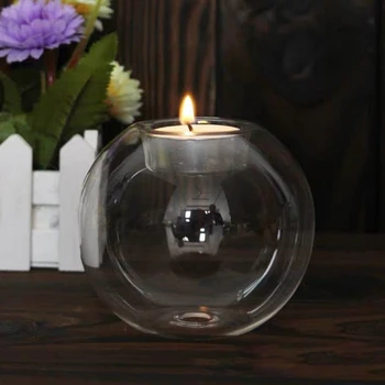 Stiklinis arbatžolės laikiklis Apvalus skaidrus žvakidė Žvakidės dekoracijos Dropship