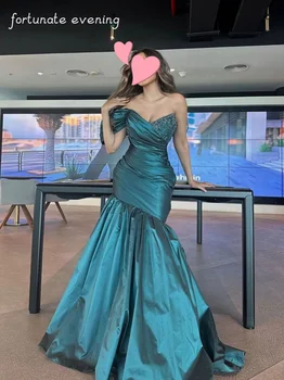 Laimingas vakaras Elegantiškas Vintažinis Seksualus Mėlynas Undinės karoliukais Crystal Ruffle Oficiali proga Prom suknelė Vakariniai vakarėlio chalatai