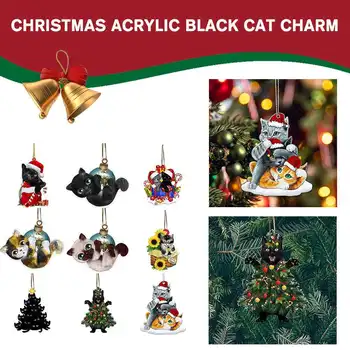 Funny Christmas Acrylic Black Pakabukas Pakabinamas dekoro medis Xmas Patvarūs vaikų papuošalai Praktiška Delie dovana C5s8