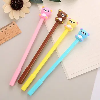 Kawaii Creative Candy Color Bear 0.5mm Cartoon Animal Student Writing Supplies Cartoon Bear Pen Gel