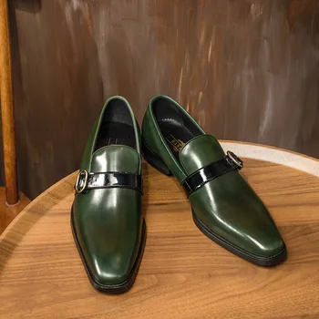Green Dress Batai vyrui Prabangi natūrali oda 2023 Rudens naujo stiliaus dizaineris Vasaros elegantiški vyriški vestuvių biuro socialiniai batai